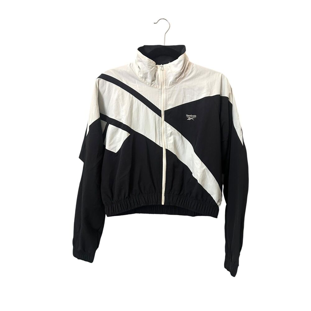 REEBOK CLASSICS Zippered Track Jacket Black White Small - Picture 2 of 4
